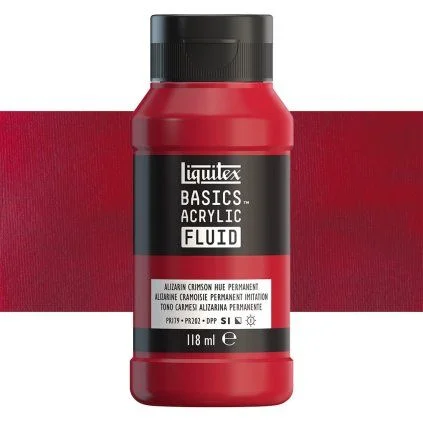 Červená akrylová barva Liquitex pro malování.