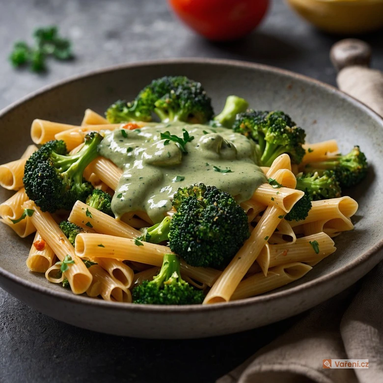 Pasta s brokolicovou omáčkou a zeleninou