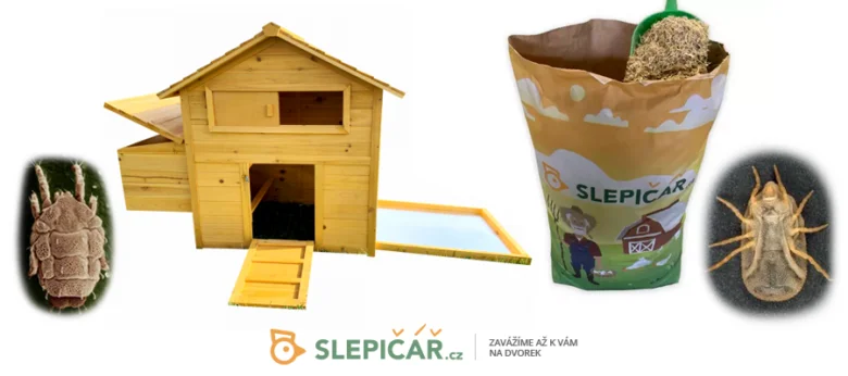 Kuřecí všenky, kurník a seno pro slepice