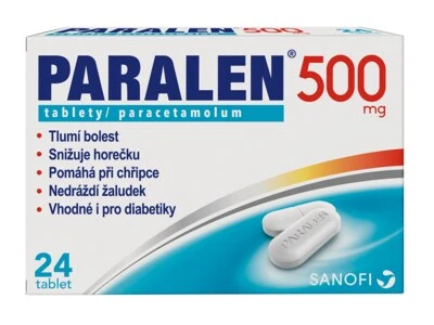 Tablety Paralen 500 mg pro snížení horečky a bolesti
