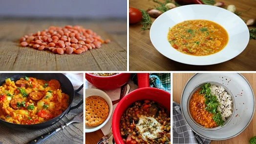Červená čočka jako příloha – surové bobule, polévka, rýže s čočkou
