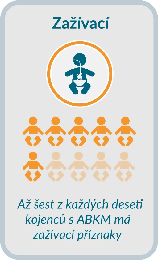 Infografika o zažívacích příznakech u kojenců s ABKM