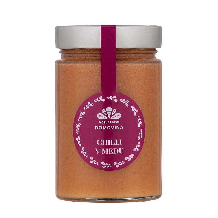 Skleněná dóza s chilli v medu z včelařství Domovina