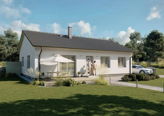 Modern rodinný dům s zahradou a terasou pro článek o výstavbě