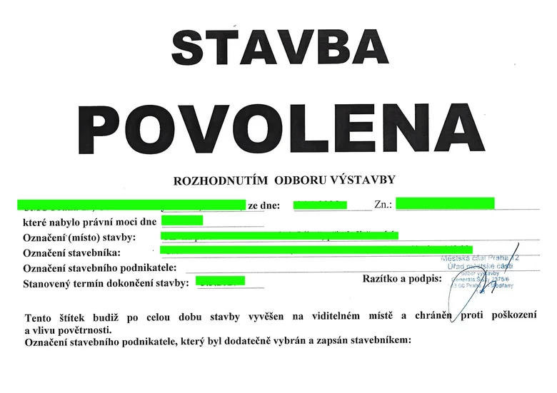 Oficiální povolení stavby domu v České republice