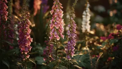 Foxglove flowers in garden