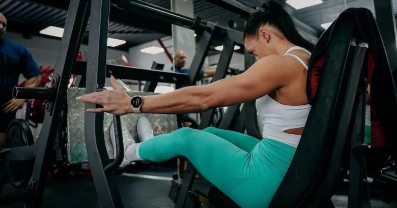 Woman doing leg press exercise