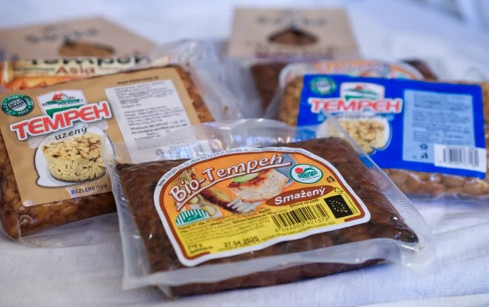 Packaged tempeh blocks