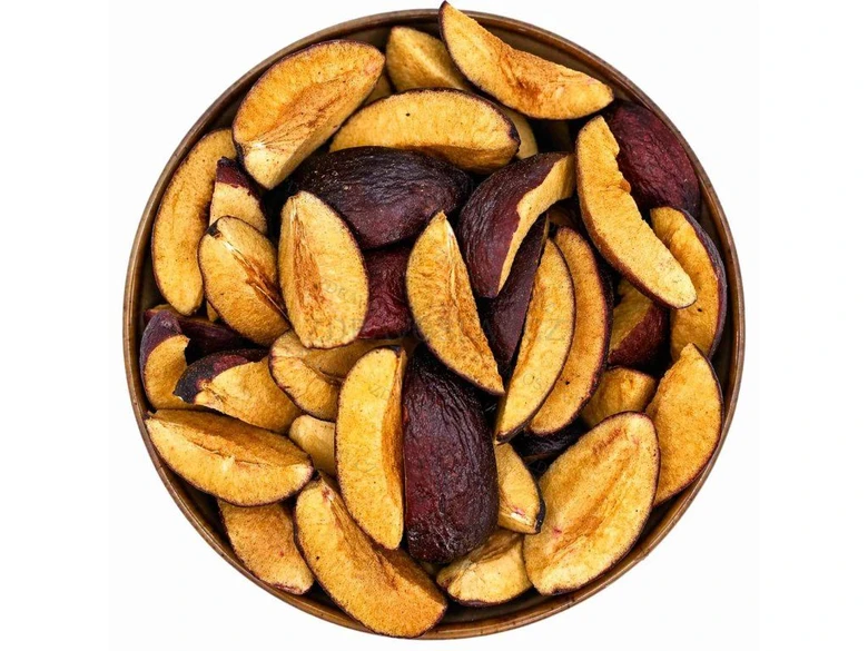 Dried plum slices in bowl