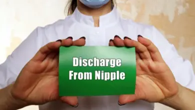 Discharge from nipple sign held by nurse