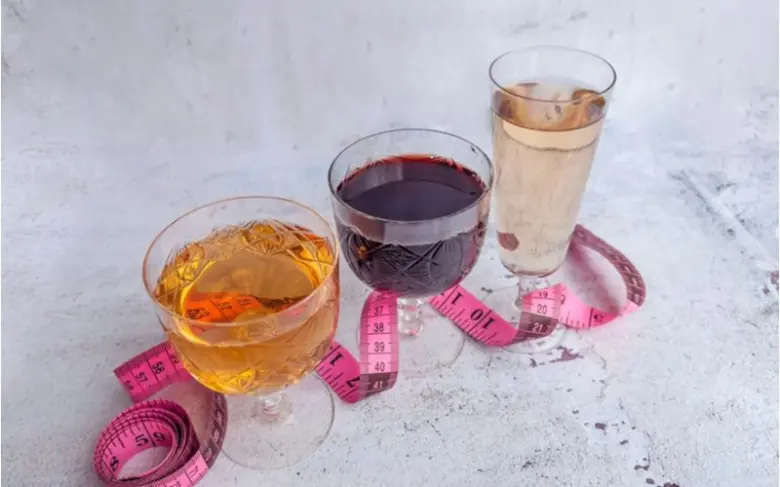 Alcoholic drinks with measuring tape