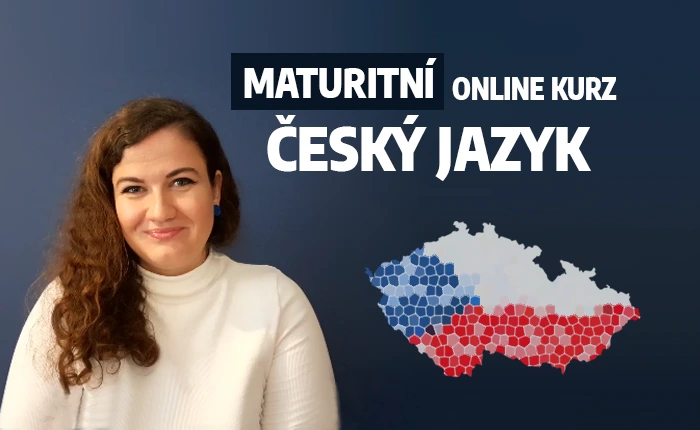 Žena s mapou Česka v šestiúhelníkových dlaždicích na modrém pozadí.